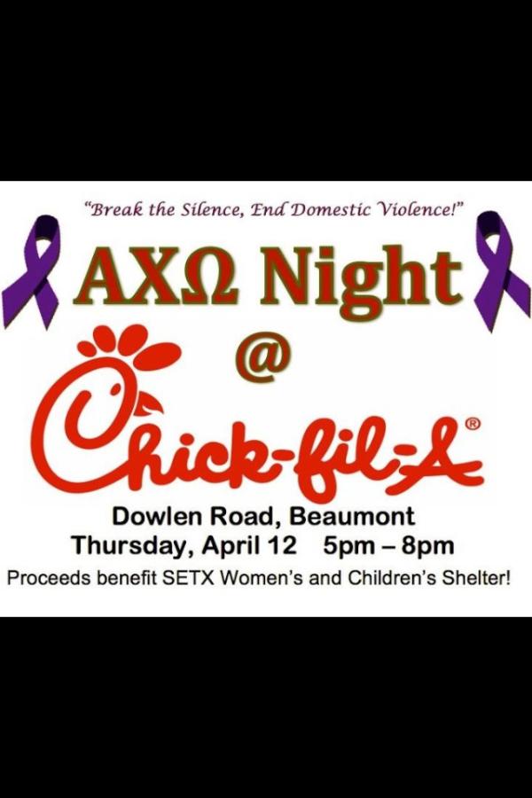 Lamar_AlphaChi's tweet photo. Come support #AXO & raise awareness for #domesticviolence! All u have to do is eat Chick-fil-a THIS THURS from 5-8pm!! http://t.co/o3D2B95Y