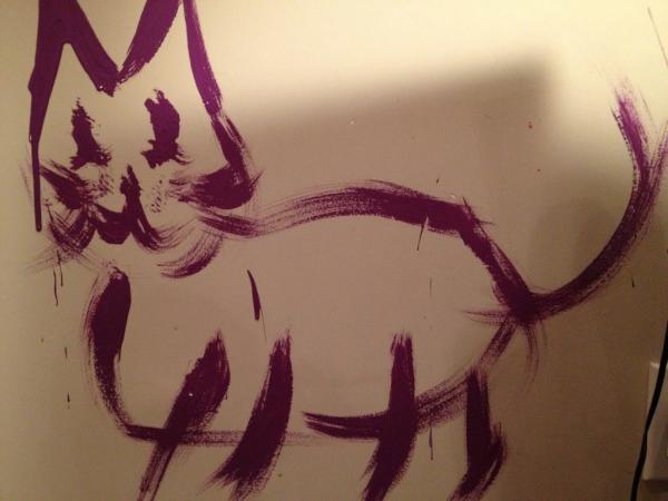 Step Three: Draw Cat #redecorating #redecorating #grownupbedroom #purpleyellowwhite