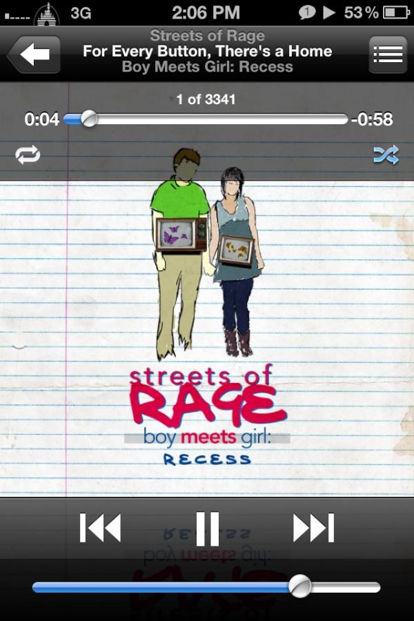 Jamsie07's tweet photo. One of the few times when selecting shuffle, actually plays a song I'm going to listen =] @addison #streetsofrage http://t.co/3Q7fTqlY