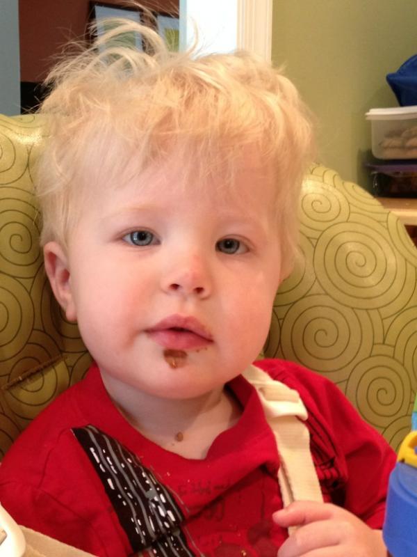 ericaspangler's tweet image. Elliot is trying out the new chocolate-mini-goatee look...