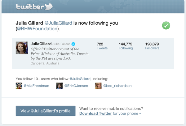 RHWFoundation's tweet photo. @JuliaGillard is following the Me2Mum campaign, are you? http://t.co/HhfKryUs