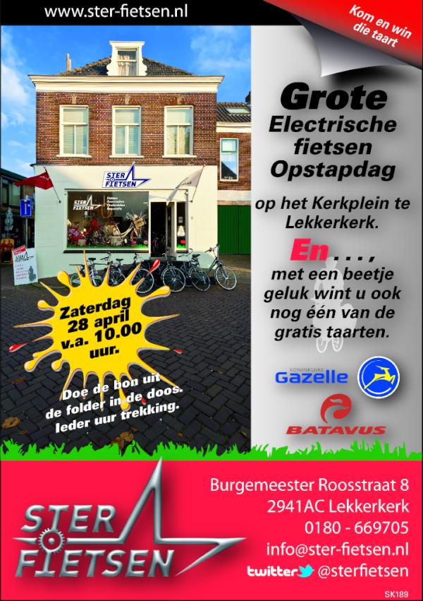 Kom kijken en rijden op de opstapdag op het Kerkplein in Lekkerkerk.
Uiteraard bij Ster Fietsen, Burg. Roosstraat 8 LKK