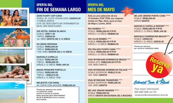 ColonialTyT's tweet photo. Ofertas del Fin de Semana Largo #conColonialTyT - Ofertas del Mes de Mayo #conColonialTyT - ¡¡¡Reserva YA!!! http://t.co/0Ztro5ta