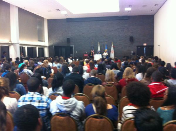 Current & prospective Terriers finding connections between Kony & Trayvon at #BU's revamped <a href="/BUconvo/">Coffee&Conversation</a>.