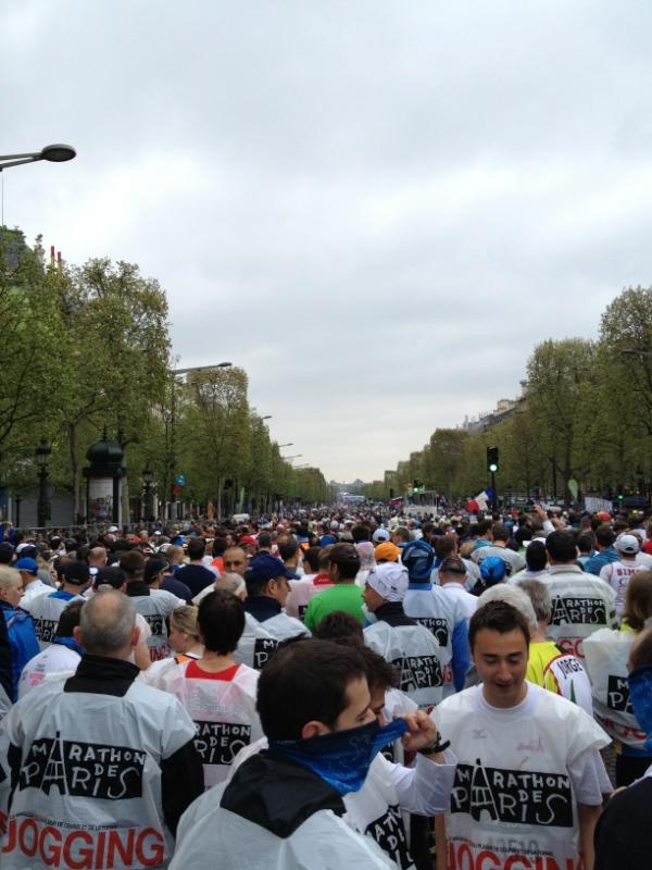 Lining up for the Paris marathon!