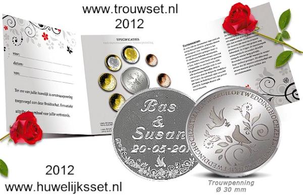 Een foto van de #trouwset die op trouwset.nl te koop is..#huwelijkspenning / #trouwpenning kunnen wij graveren