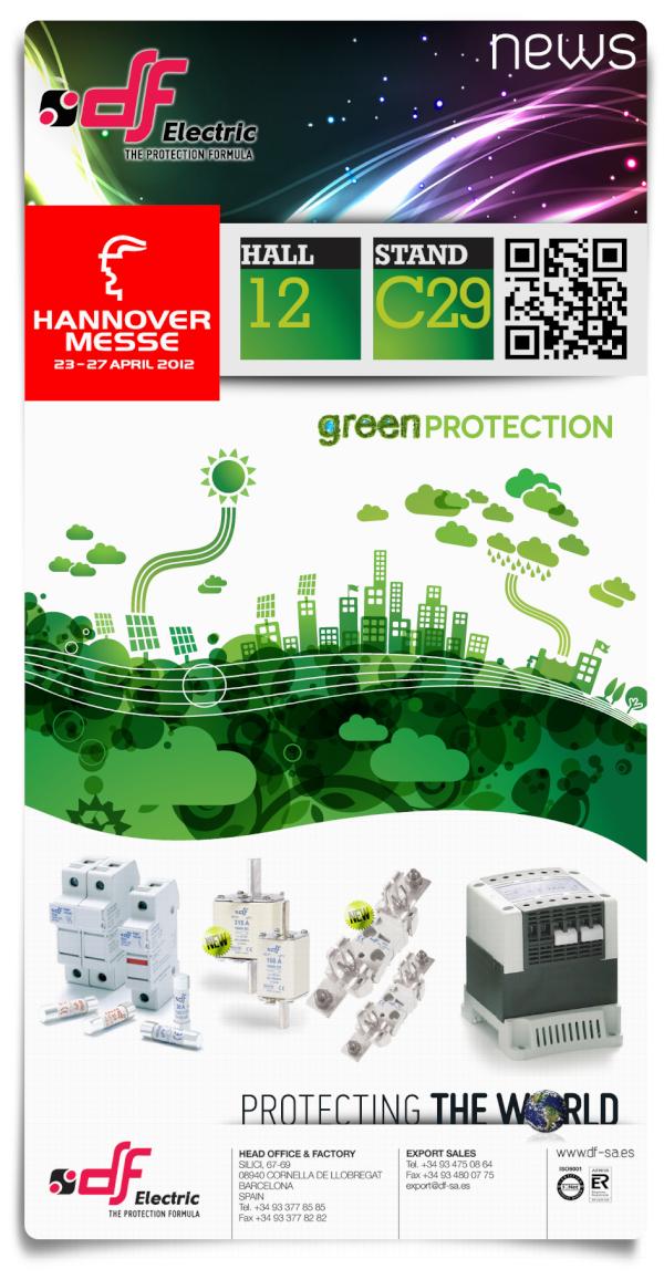 dfelectric's tweet photo. We will participate in #hannovermesse! See you from the 23rd to the 27th April  in Hall 12 Stand C29. Green protection! http://t.co/3ZWyMI6G