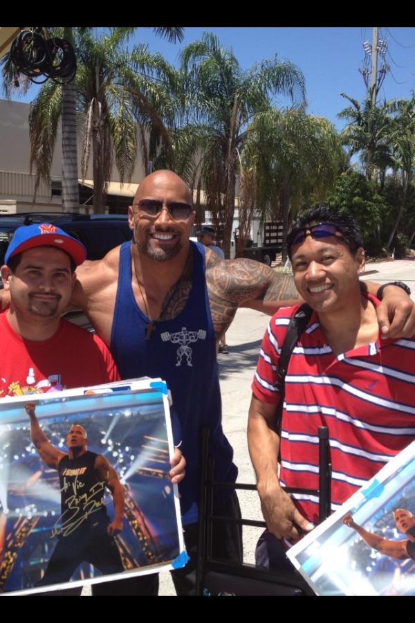 TheRock's tweet photo. These fans (Vic & Dan) drove 9 hours to meet me today. Good to meet U & safe travels back boys. http://t.co/MwDhC0jG