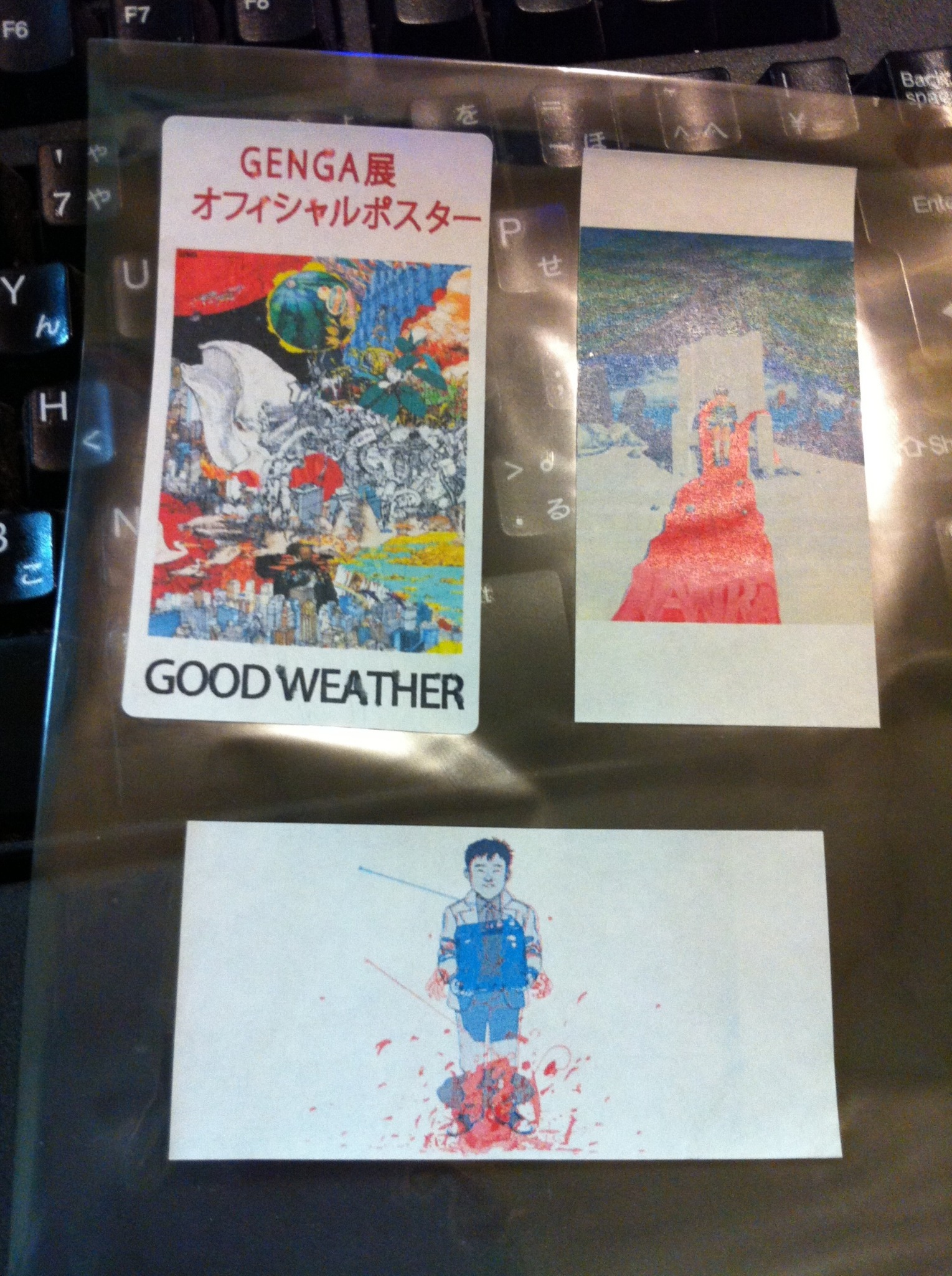 鈴木淳也 Jun Ya Suzuki そうそう 大友克洋genga展では４枚のポスターを買いましたが 箱が邪魔だったんで貼ってある商品説明ステッカーを綺麗に剥がしてセロハンに貼って未使用っぽくしてますw メインビジュアル 白黒 だけはイラスト無しのステッカーで