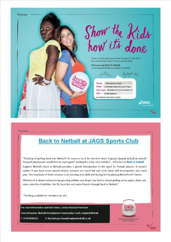 <a href="/LondonSE22/">London SE22</a> NEW back to netball at JAGS Wed 7-8pm#fun please RT