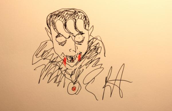 Another Metro Exclusive! <a href="/TimBurton_news/">Tim Burton</a>  draws a vampire while talking to Metro about  the new movie #Dark Shadows