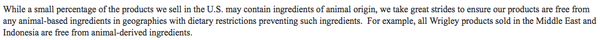 HALAL_FOOD_'s tweet photo. جزء من جوابهم على إستفساري Wrigley companys Reply to me http://t.co/xzuea6St