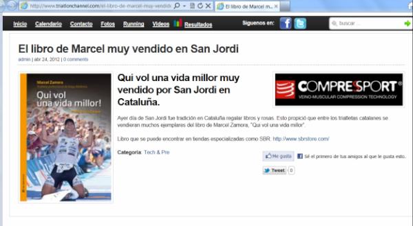 compressport_es's tweet photo. Éxito Ventas St Jordi "Qui vol una vida millor!" de Marcel Zamora.¡Felicidades Marcel! http://t.co/ba36pOrq http://t.co/V7M6VtMS