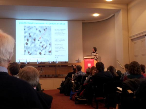 aartfaac's tweet photo. Jess Broderick discussing the first LOFAR transient at the @royalsociety. http://t.co/MBYkkIba