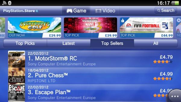 Wow! Pure Chess is number 2 on the Top Sellers list for PSVita!!