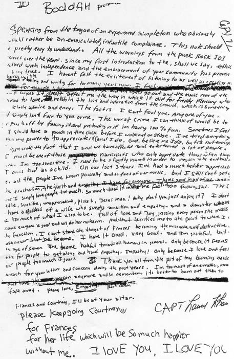 QuotingMusicc's tweet photo. Kurt Cobains "suicide" letter http://t.co/5XWqK9ls
