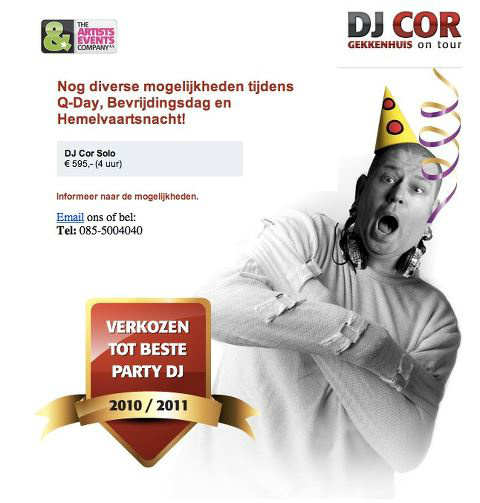 aecompany's tweet image. Voor #Hemelvaartsnacht, #Bevrijdingsdag en #Qday is @DJCor1 nog te boeken!