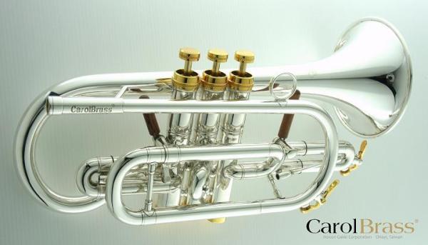 A custom large bore, silver gold trim dual trigger cornet for top Australian brass band. Check it: carolbrass.com/product_post.p…