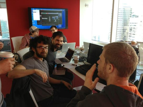 shivon's tweet photo. Team NaN Chunks... Showed up at 7am with pep in their step. They mean business. @bigdataweek #dsghack #nycdatahack http://t.co/CH9sSo3j