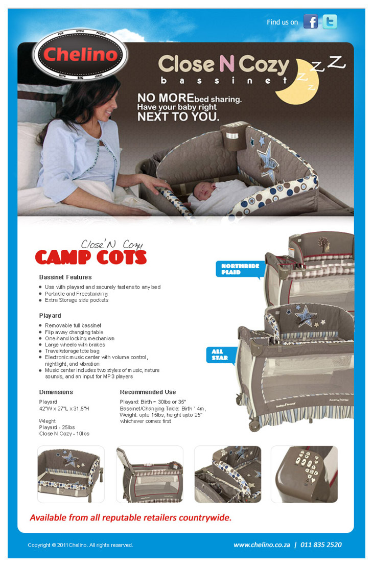 chelino camp cot mattress size