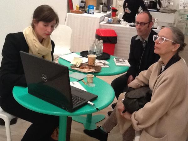 DesignMuseum's tweet photo. Nina Due, Caroline Broadhead & Felix Flury of @galleryso getting ready for #exhibitingjewellery debate #collect2012 http://t.co/KNt0DVa5