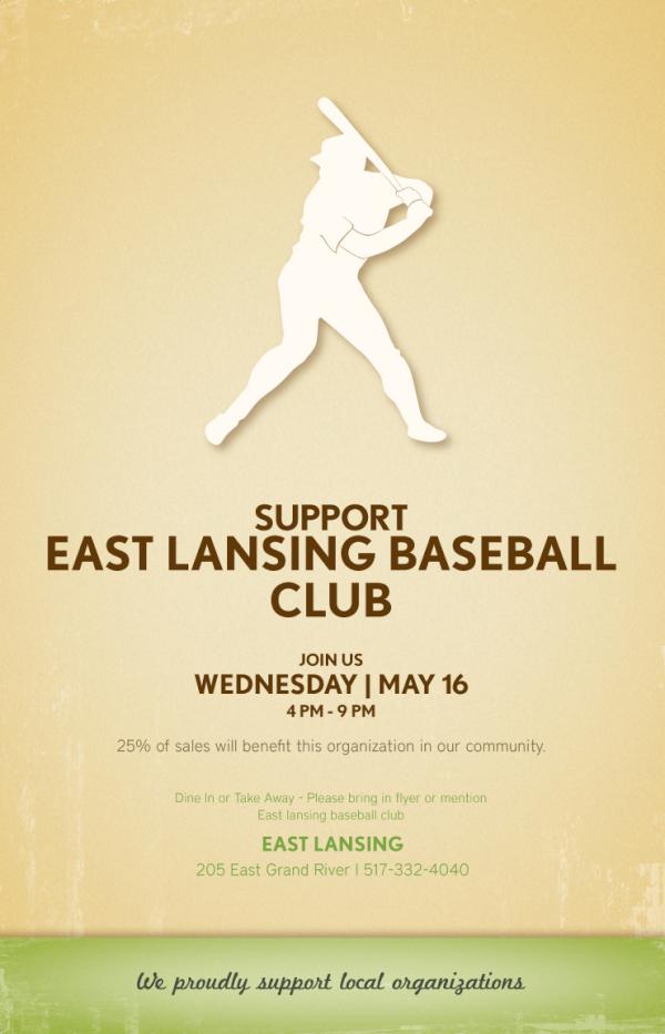 CityofEL's tweet photo. Dine @ Noodles &amp; Company in downtown #EastLansing this Wednesday, 4-9 pm, in support of EL Baseball! #LoveLansing #MSU http://t.co/Ms1s7K4y
