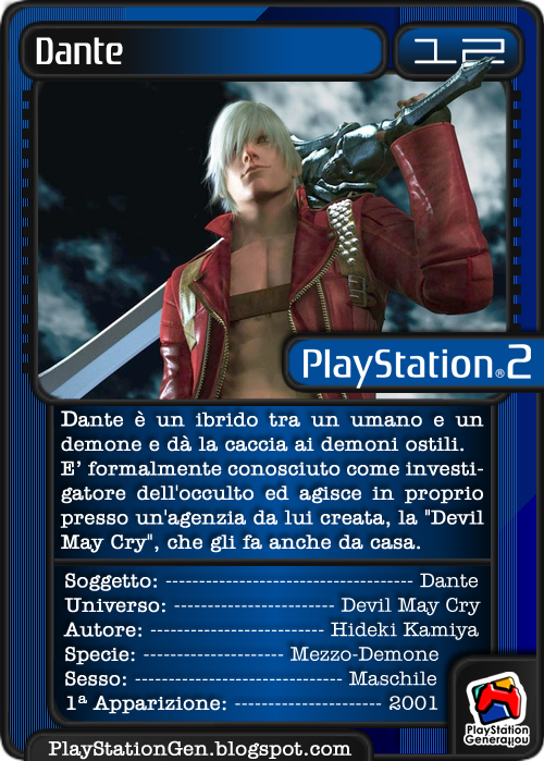PlayStationGen's tweet image. Ecco a voi la #PSCard di oggi dedicata a #Dante di #DevilMayCry - #PS2 -