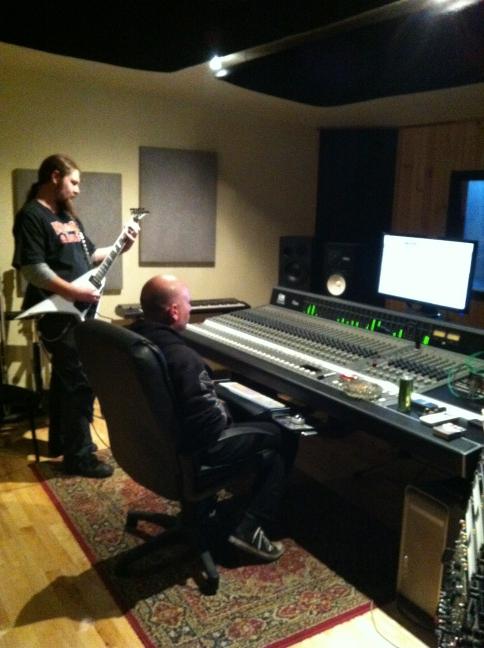 Tracking guitars for preproduction in the studio, and generally being dickheads.