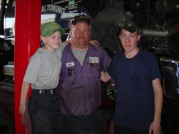 Bring your child to work day...couldn't be better when Dad works on big rigs!