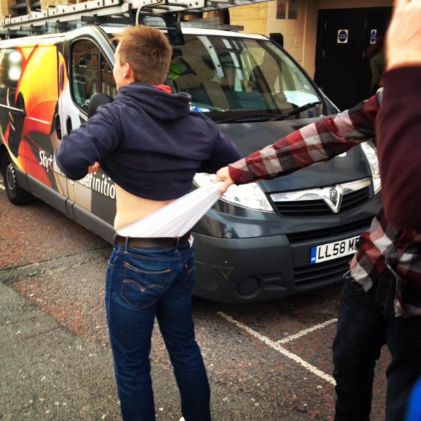 DJSalt1's tweet photo. The biggest wedgy of all time! @tom_the_pilot @beardedmongoose @liveatleeds2012 #LAL2012 #wedgy http://t.co/OI3L1Wen