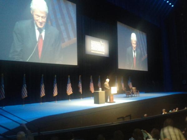 mharmelink's tweet photo. Bill Clinton "cooperation not conflict" at #NRAshow http://t.co/NqpXWUDV