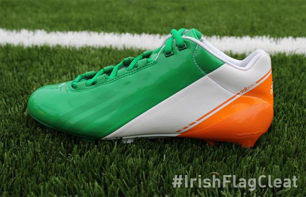 CoachBrianKelly's tweet image. “@NDFBEquipment: Another view of our #IrishFlagCleats from @adidasUS get ready for Ireland! http://t.co/fuExP4yM”