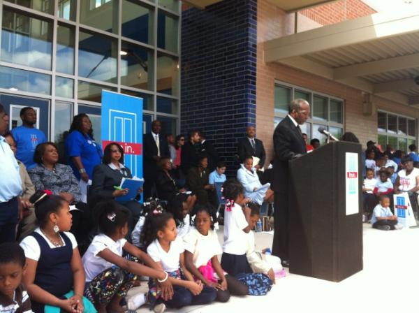 Detroitk12's tweet photo. "It's all about the kids," says Emergency Manager Roy Roberts at Mackenzie celebration for the new $21 mill school. http://t.co/rvJFFyEn