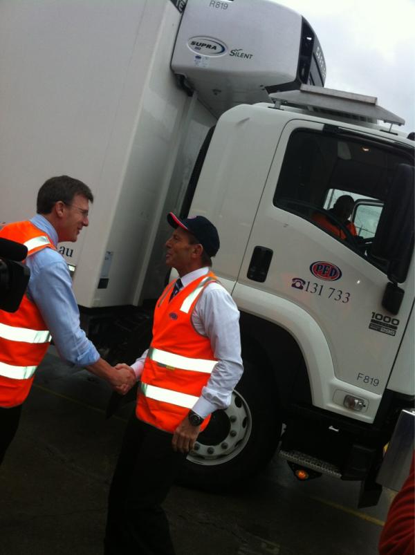 HonTonyAbbott's tweet image. It was also good to utilise my heavy combination licence and drive a PFD Foods truck to their depot in Knoxfield