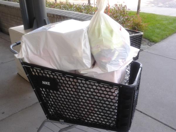 whitedenim's tweet photo. NIKE employee store aftermath. 12 shoes, 6 shorts, 2 shirts, 2 socks $750 #fuckyourswag http://t.co/LPsAso3D