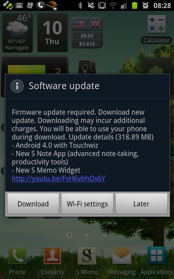 jrin's tweet photo. I just received an official firmware update notice for ICS on my (international) #GALAXYNote in the UK! http://t.co/n5dKzjkc