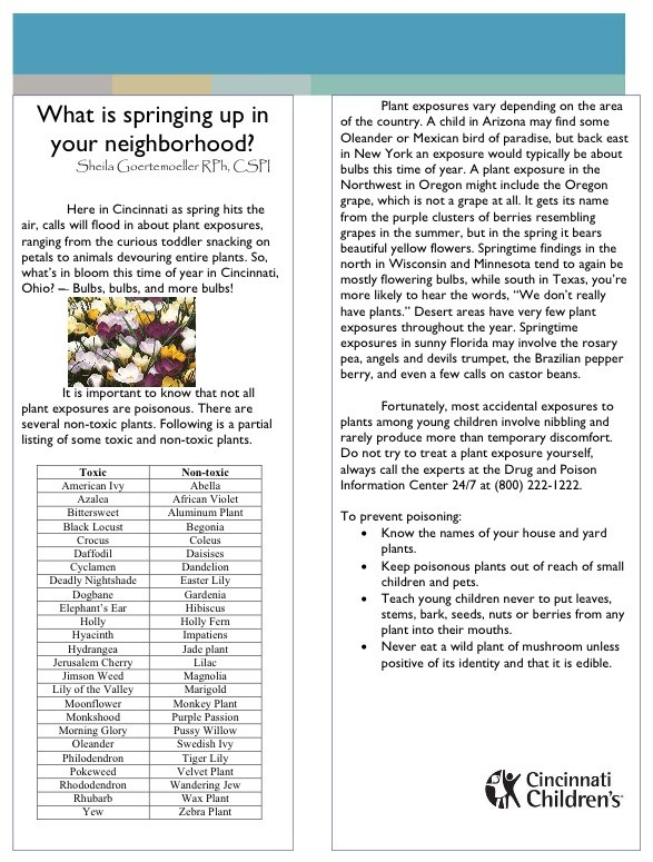 Spring has sprung &amp; some flowers can be toxic. If your child puts any kind of plant in their mouths call 800-222-1222