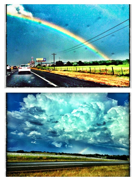 Guswrites's tweet image. RAINBOWS ARE DANGEROUS: Especially when they tempt me to photograph them while I'm driving 65mph. Near Hempstead, 6pm