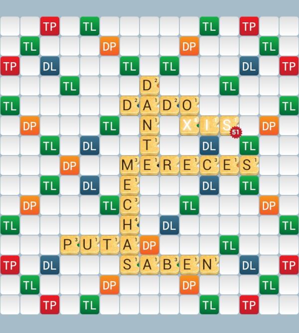 Pedrators's tweet photo. pedrators jugó 'XIS', 'OX' por 51 puntos contra monikaas @Apalabrados @EtermaxGames http://t.co/xyfrTEXc