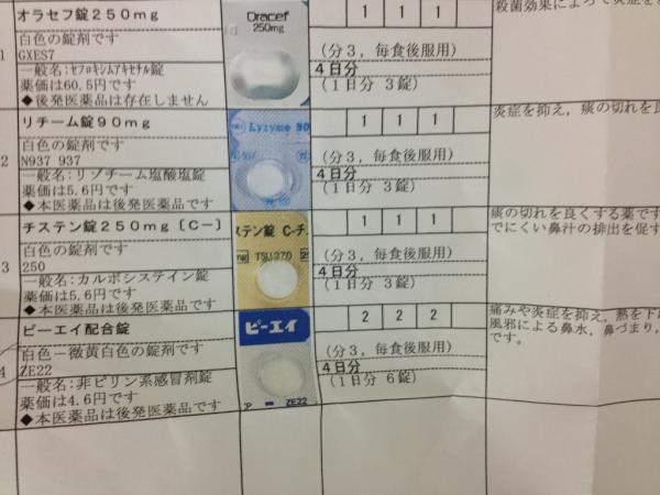 ぴらふ Yz250x普及委員会 님의 트위터 2週間前にひいた風邪から鼻水 と痰だけよくならないので 軽い蓄膿症 ってことで オラセフ錠 リチーム チステン ピーエイを4日分処方してもらった 鼻は治したいけど もし薬でトレーニング効果落ちるとヤダな Http T