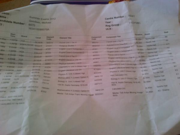 OfficialGoody's tweet image. Found my time table with no exams crossed out. This felt so good #ahhh #6left #14thofjune @_KieranBurgess #whatusayin?