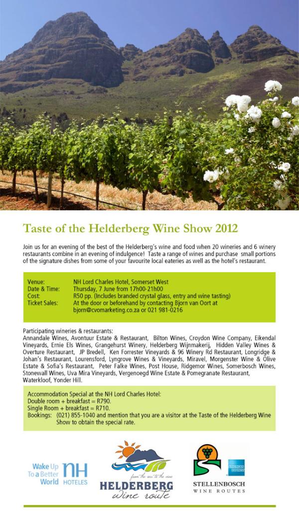CroydonWines's tweet photo. Join us at Taste of the Helderberg next Thursday, 7 June .. http://t.co/1ALtqmOv