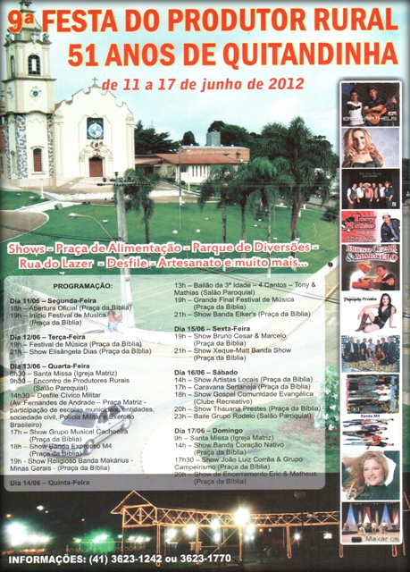 QuitandinhaFm's tweet photo. 9ª Festa do Produtor Rural de Quitandinha | 11 a 17 de Junho de 2012 http://t.co/Z9hbb5Im