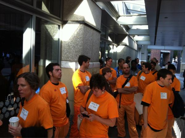 UCLAFightsBack's tweet photo. #UCRegents Meeting. UC Students - Prisoners of Debt! http://t.co/jUDsV9bq