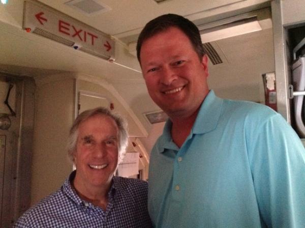 mharmelink's tweet photo. My flight home with a cultural icon, "The Fonz" - Henry Winkler http://t.co/A35D237J