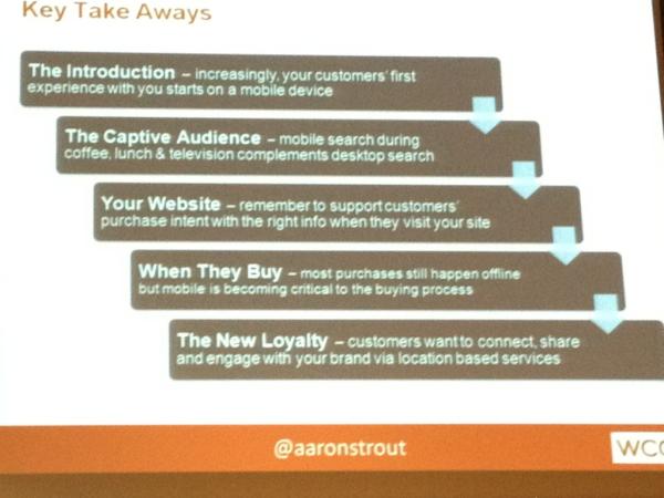 KimVallee's tweet image. Key take aways from @aaronstrout future of geomarketing session #webcomMT