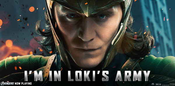 twhiddleston's tweet photo. Hell. Yeah. RT! "@Avengers: Are you a member of #LokisArmy? Show your support with this badge! #Avengers http://t.co/eeYWjFyJ”