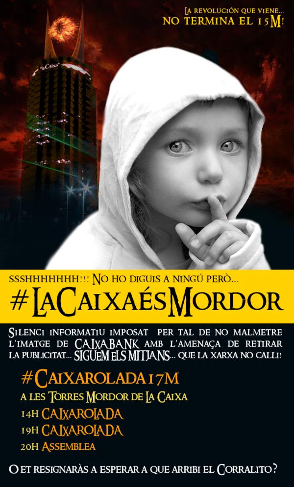 MRT "<a href="/ciutatinvisible/">LA CIUTAT INVISIBLE</a>: [Cartell] Shhhhh.... No ho diguis a ningú però... #LaCaixaésMordor dor "