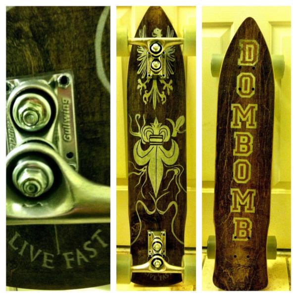 FlowMotionRider's tweet image. Ladies &amp;amp; Gentlemen, I'd like to introduce you to the newest one of a kind #FMR longboard.. The Dom Bomb #FMR #DomBomb