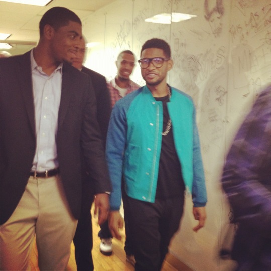 HoopsHigh's tweet photo. #Kyrie Irving and #Usher at #SiriusXM on Wednesday. @NYCHoops #NBA http://t.co/7lE9Lj7x